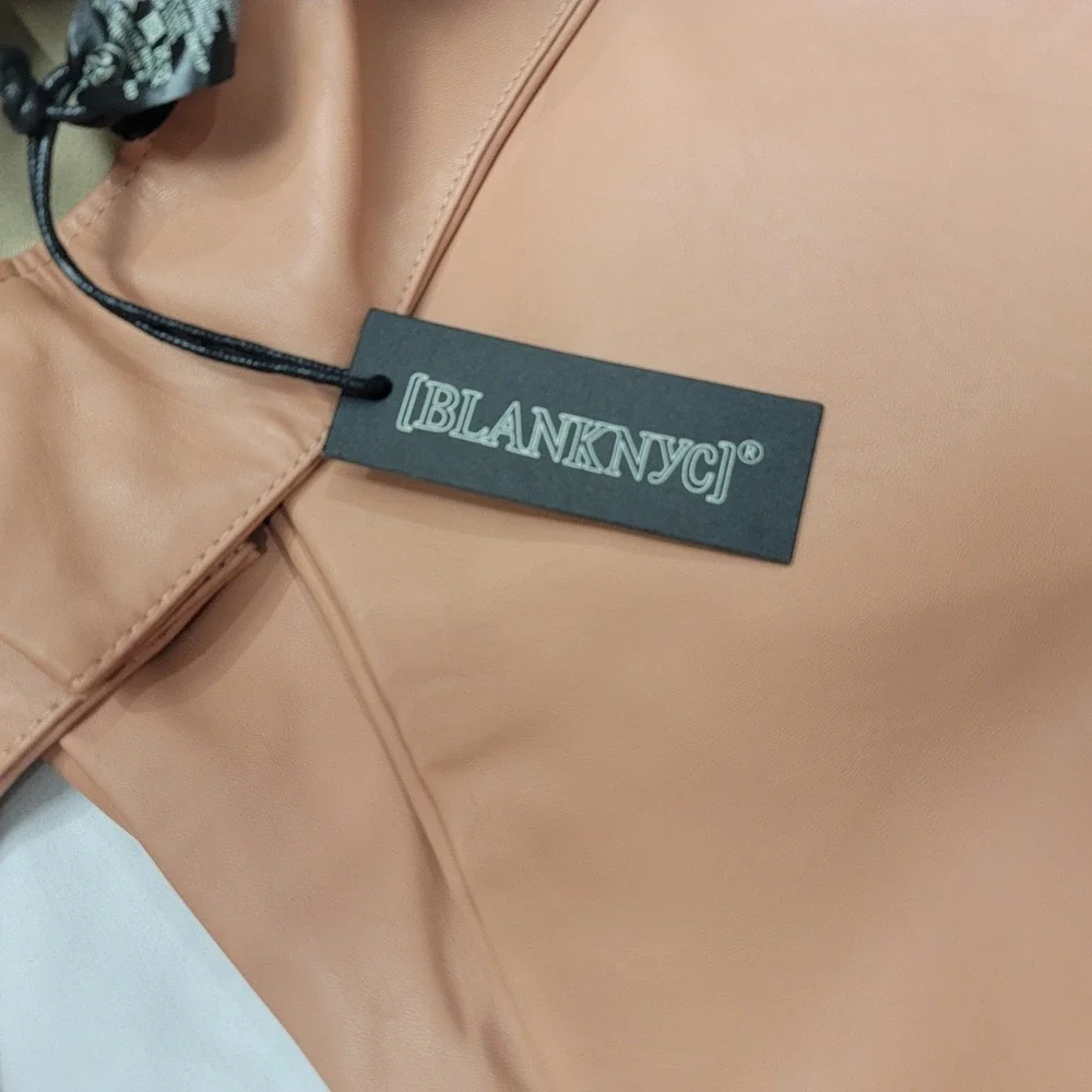 Blank NYC Anthropologie Vegan Leather Tie Waist Pleated Pants Pink Clay Size 28